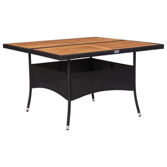 Petromila vidaXL Vonkajší jedálenský stôl čierny polyratan a masívne akáciové drevo