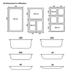 Vidaxl Gastronádoby 12 ks, GN 1/6, 65 mm, nehrdzavejúca oceľ