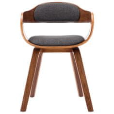 Vidaxl Jedálenské stoličky 4 ks, tmavosivé, látka a ohýbané drevo