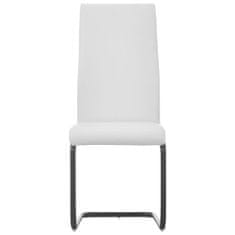 Vidaxl Jedálenské stoličky, perová kostra 2 ks, biele, umelá koža