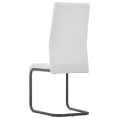 Vidaxl Jedálenské stoličky, perová kostra 2 ks, biele, umelá koža