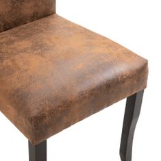 Vidaxl Jedálenské stoličky 4 ks, hnedé, umelý semiš