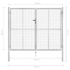 Vidaxl Záhradná brána strieborná 306x250 cm galvanizovaná oceľ