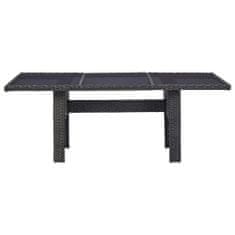 Petromila vidaXL Záhradný jedálenský stôl, čierny 200x100x74cm, sklo a polyratan
