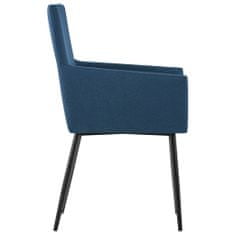 Vidaxl Jedálenské stoličky s opierkami 6 ks, modré, látka