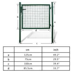 Vidaxl Záhradná bránka do pletivového plota, 85,5 x 75 cm / 100 x 125 cm