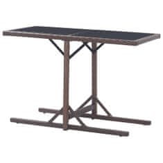 Petromila vidaXL Záhradný stôl hnedý 110x53x72 cm sklenený a polyratan