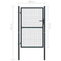 Petromila vidaXL Záhradná brána, pletivo, pozinkovaná oceľ 100x225 cm, sivá