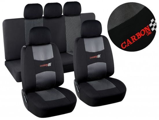 Compass  Poťahy sedadiel sada 9ks CARBON DARK čierne AIRBAG