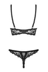 Obsessive Dámska erotická súprava Letica cupless set + Nadkolienky Gatta Calzino Strech, čierna, L/XL