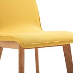 Vidaxl Jedálenské stoličky 6 ks, žlté, látka a dubový masív