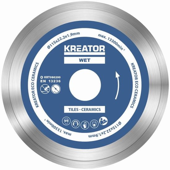 Kreator KRT080200 - Diamantový kotúč celoobvodový 115mm 3ks sada