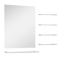 Vidaxl Nástenné zrkadlo s 5 poličkami, strieborné 50x60 cm