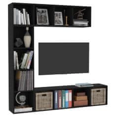 Vidaxl 3-dielna knižnica/TV skrinka čierna 180x30x180 cm