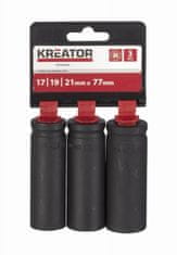 Kreator KRT095200 - 3ks nástrčných hlavíc 17-19-21mm predĺžené 1/2"