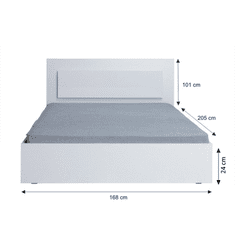 KONDELA Manželská posteľ, 160x200, biela / vysoký biely lesk HG, ASIENA