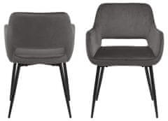 Design Scandinavia Jedálenská stolička s opierkami Ranja (SET 2 ks), textil, tmavo šedá