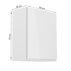 KONDELA Horná skrinka, biela / biely extra vysoký lesk, pravá, AURORA G601F