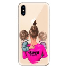 iSaprio Silikónové puzdro - Super Mama - Two Boys pre Apple iPhone XS