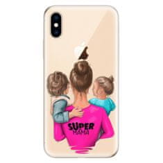 iSaprio Silikónové puzdro - Super Mama - Boy and Girl pre Apple iPhone XS