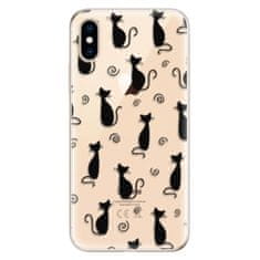 iSaprio Silikónové puzdro - Cat pattern 05 - black pre Apple iPhone XS