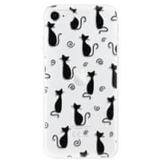 iSaprio Silikónové puzdro - Cat pattern 05 - black pre Apple iPhone SE 2020