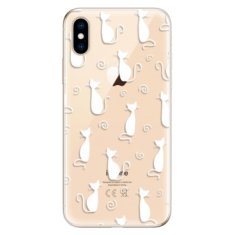 iSaprio Silikónové puzdro - Cat pattern 05 - white pre Apple iPhone XS