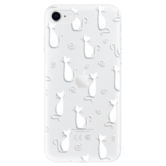 iSaprio Silikónové puzdro - Cat pattern 05 - white pre Apple iPhone SE 2020