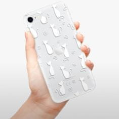 iSaprio Silikónové puzdro - Cat pattern 05 - white pre Apple iPhone SE 2020