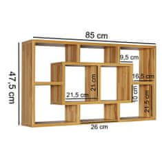 Bruxxi Nástenný regál Zita, 85 cm, buk