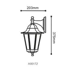 ACA Lightning Vonkajší nástenný lampáš HI6172B max. 60W/E27/IP45, čierna