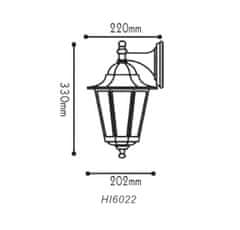 ACA Lightning Vonkajší nástenný lampáš HI6022V max. 60W/E27/IP45, Green-black