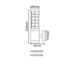 ACA Lightning Záhradné nástenné svietidlo GRIDA HI8362GR max. 40W/E27/IP45, Graphite