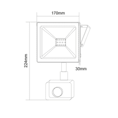 ACA Lightning LED vonkajšie reflektor Q 50W/230V/6000K/4500Lm/110°/IP66, pohybový senzor, čierny