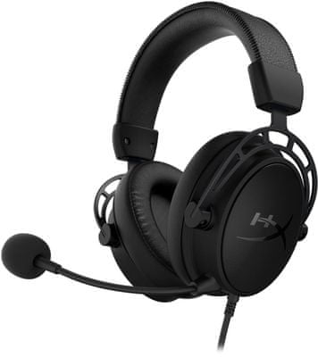 SlúchadláKingston HyperX Cloud Alpha S, čierna (HX-HSCAS-BK/WW), 50 mm meniče, headset, pohodlné, priestorový zvuk 7.1, odnímateľný mikrofón s rušením šumu, hliníkový rám, čalúnené pohodlné náušníky, zmiešavač zvuku, posuvníky pre nastavenie basov