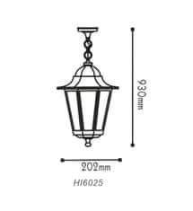 ACA Lightning Vonkajší závesný lampáš HI6025W max. 60W/E27/IP45, biela