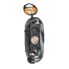 Solight Predlžovací kábel 230V/10A - 3m, 3 zásuvky, 3 x 1mm, IP20, čierny