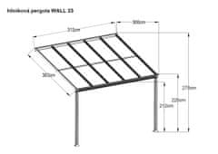 LanitPlast hliníková pergola LANITPLAST WALL 33 antracit + opál PC