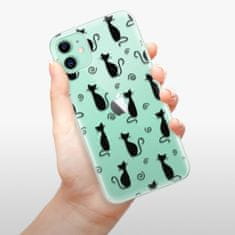 iSaprio Silikónové puzdro - Cat pattern 05 - black pre Apple iPhone 11