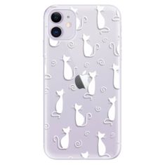 iSaprio Silikónové puzdro - Cat pattern 05 - white pre Apple iPhone 11