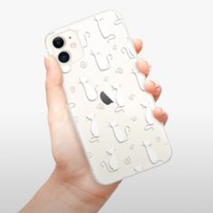 iSaprio Silikónové puzdro - Cat pattern 05 - white pre Apple iPhone 11