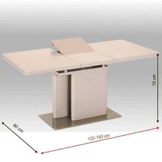 KONDELA Jedálenský rozkladací stôl, capuccino extra vysoký lesk, 120-160x80 cm, Virat