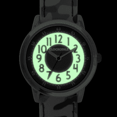 CLOCKODILE Svietivé zelené chlapčenské hodinky ARMY s kamuflážnym vzorom