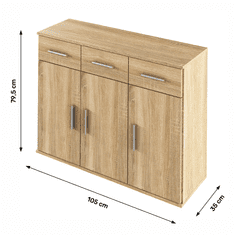 KONDELA Komoda, dub sonoma, RESITA TYP 3