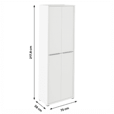 KONDELA Vysoká skriňa s policami, biela, RIOMA TYP 05