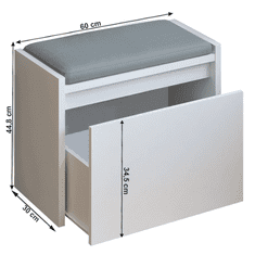 KONDELA Lavica s úložným priestorom, biela, BERGI