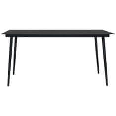 Vidaxl Záhradný jedálenský stôl čierny 150x80x74 cm oceľ a sklo