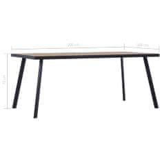 Vidaxl Jedálenský stôl, svetlé drevo a čierna 200x100x75 cm, MDF
