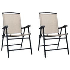 Vidaxl Skladacie záhradné stoličky 2 ks, textilén, krémové
