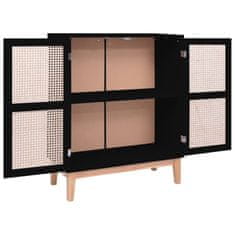 Vidaxl Komoda čierna 80x35x100 cm MDF a ratan